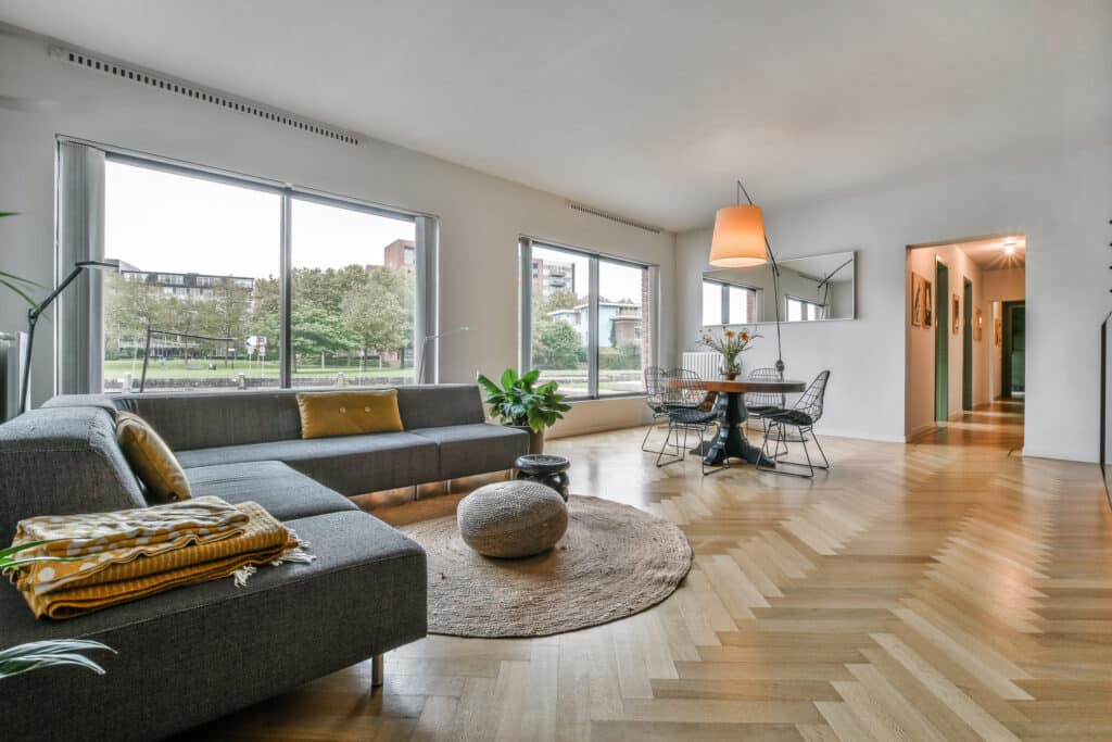 Comfortable living room in Riverside home with properly zoned HVAC airflow