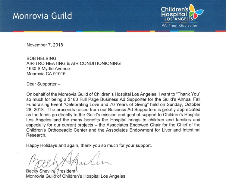 thank you letter from monrovia guild