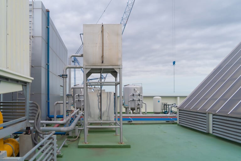 Water-cooled commercial chiller and cooling tower system maintained by Air-Tro in Southern California